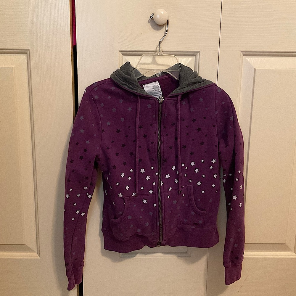 Kirra Sunshine Purple/Gray/Black/White Stars Sweater Hoodie (Size XS)